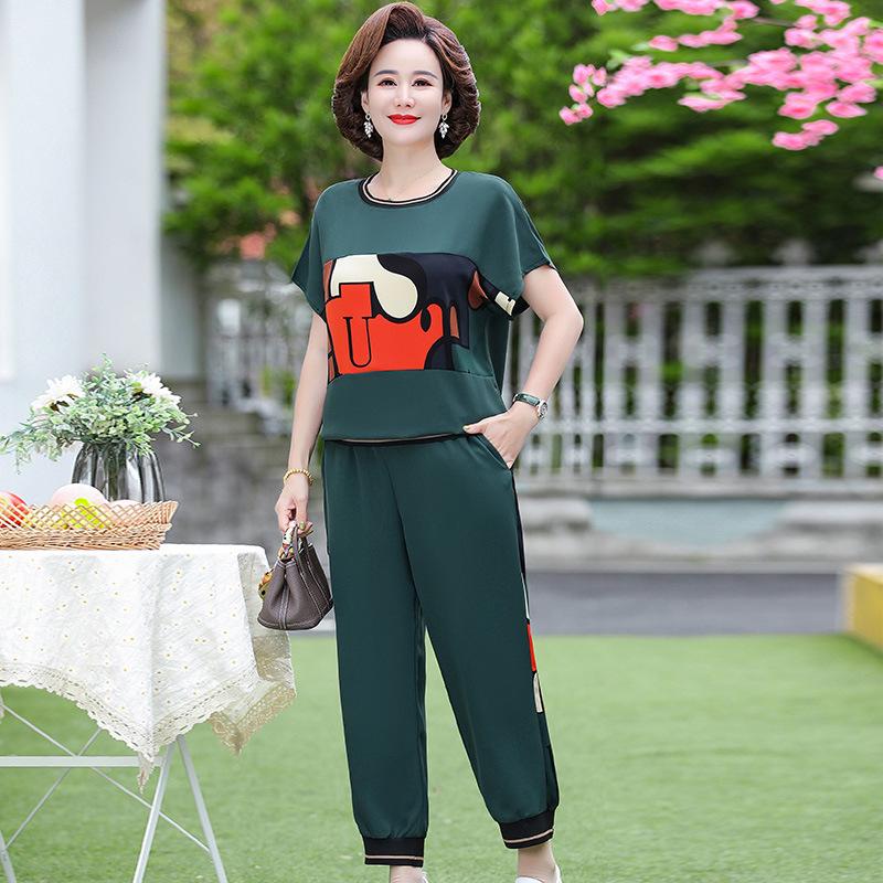 

Maternity Summer Plus Size Tummy-Covering Slimming Two-Piece Set for Women 3XL (115-130 jin)