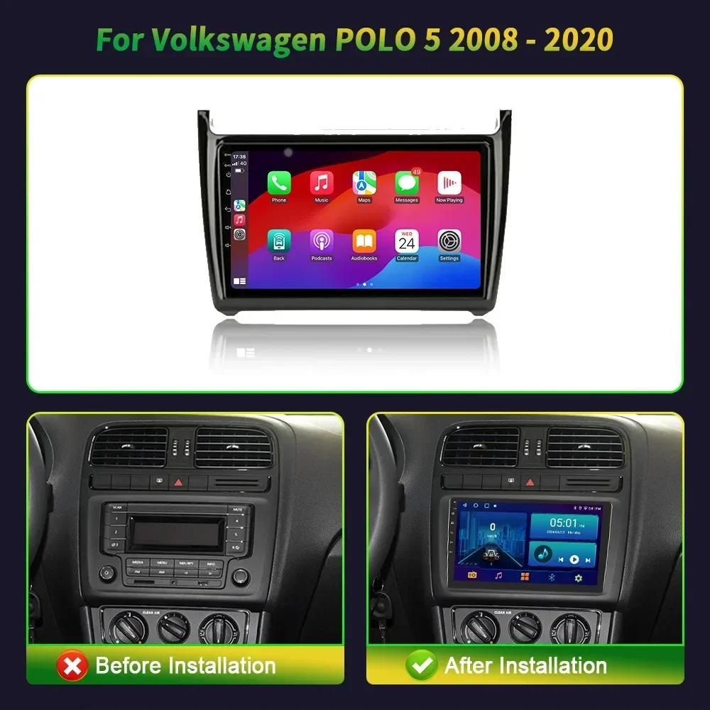 Auto Car Radio For Volkswagen POLO 5 Year 2008-2020 Android 13 Wireless CarPlay Multimedia 4G GPS Navigation Stereo Screen