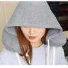 U-Shaped Hooded Neck Pillow with Hat, Cotton Micro-Particle Travel Pillow for Airplane or Nap