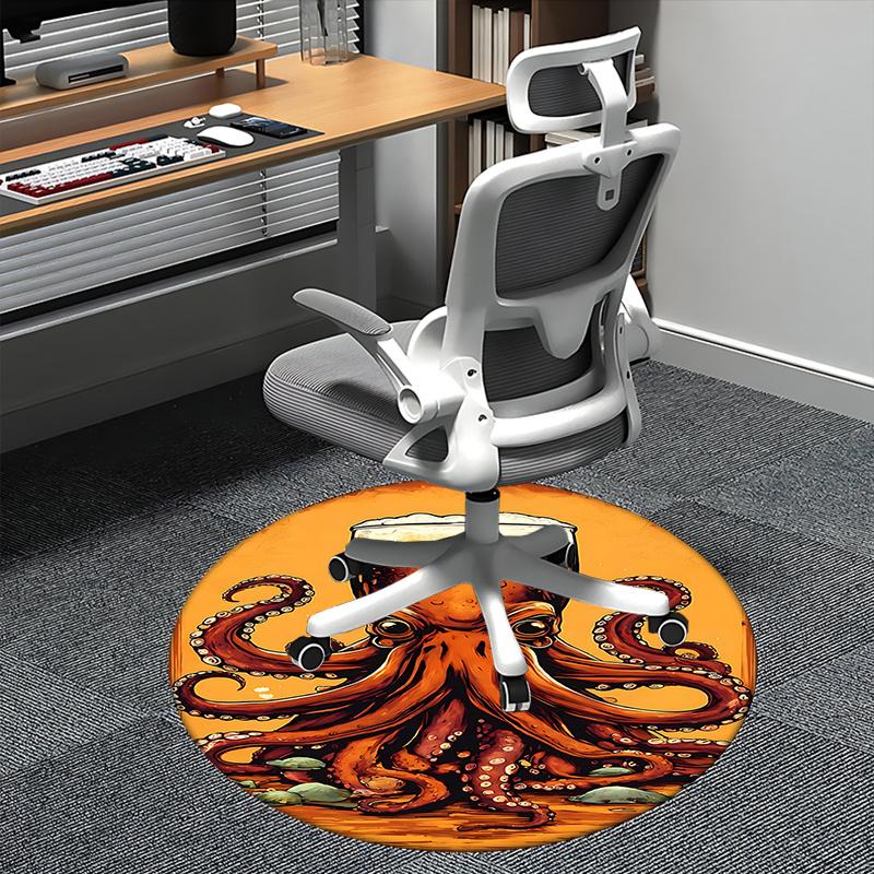 

Octopus Beer Glass Chair Mat Round Carpet for Home Decor, Office Use, Living Room, Bedroom, Gift Idea0212b 80cm by 80cm