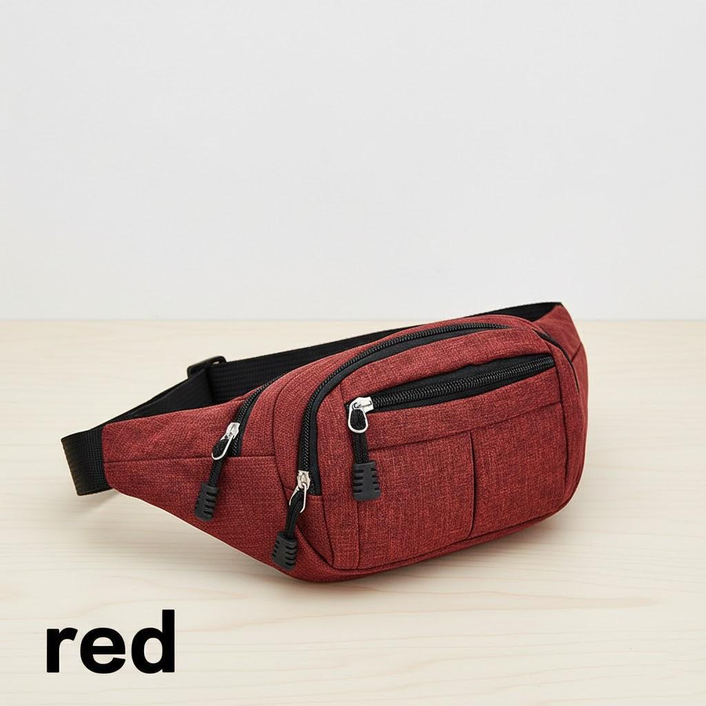 

Waterproof Canvas Waist Bag Men Small Korean Sports Messenger Bag Outdoor Travel Hiking Fanny Pack червоний
