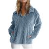 Women's Button Up Lapel Collar Fleece Sweatshirts - Pullover Loose Winter Soft Warm Long Sleeve Casual Thermal Tops