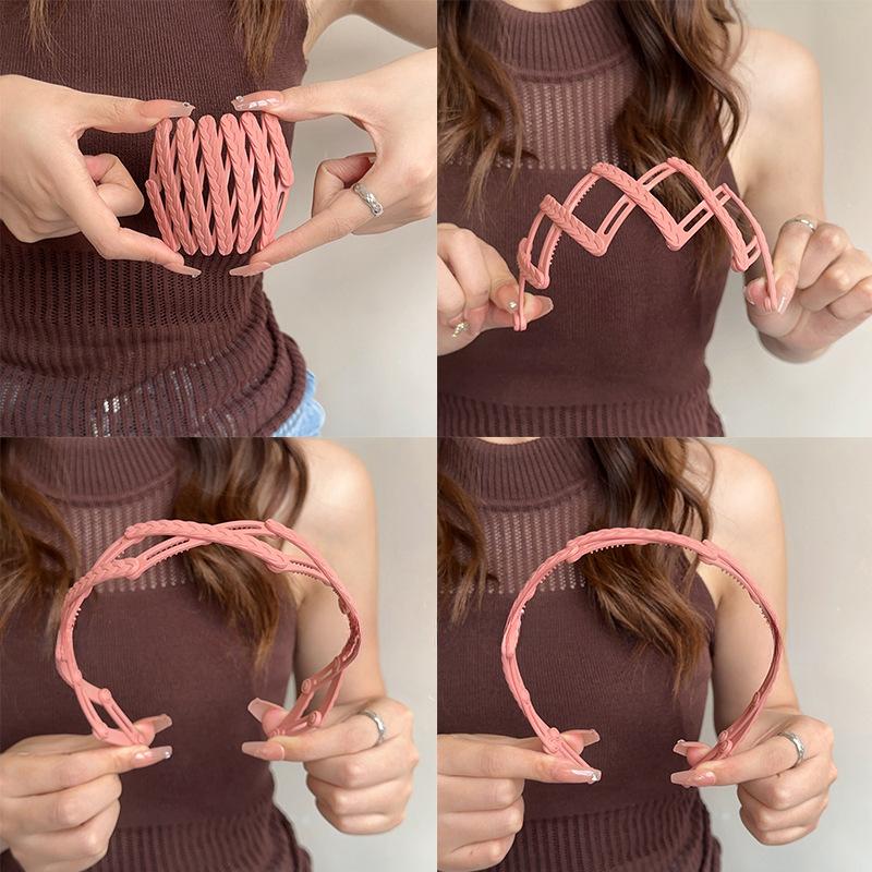 Creative Foldable Hairbands Women Retractable Portable Telescopic Toothed Non-slip Ear of Wheat Hair Tie Stretchable Headwear