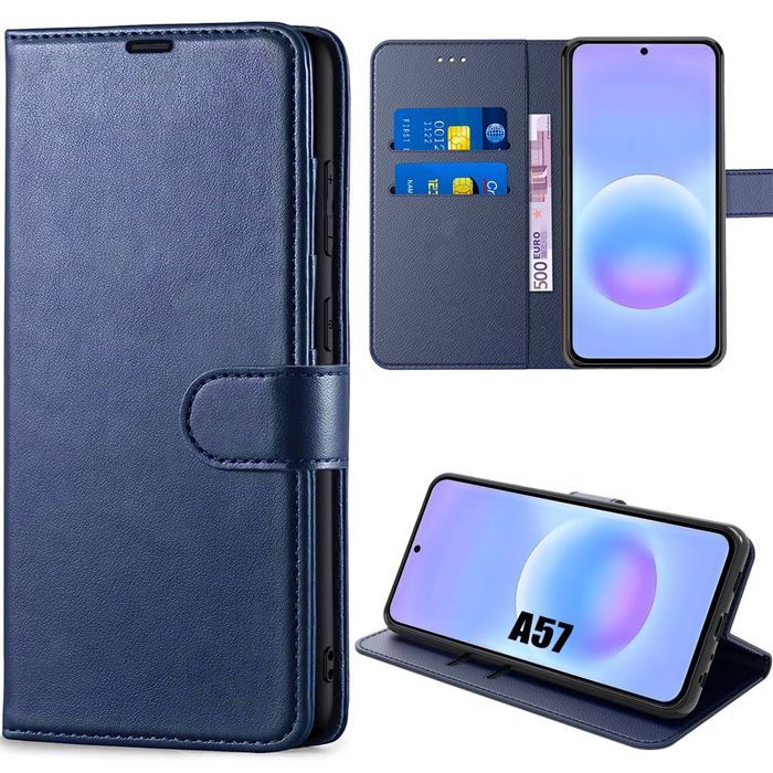 Case for Samsung Galaxy A57 5G, Shockproof Scratch-Resistant Synthetic Leather Flip Protection Dark Blue
