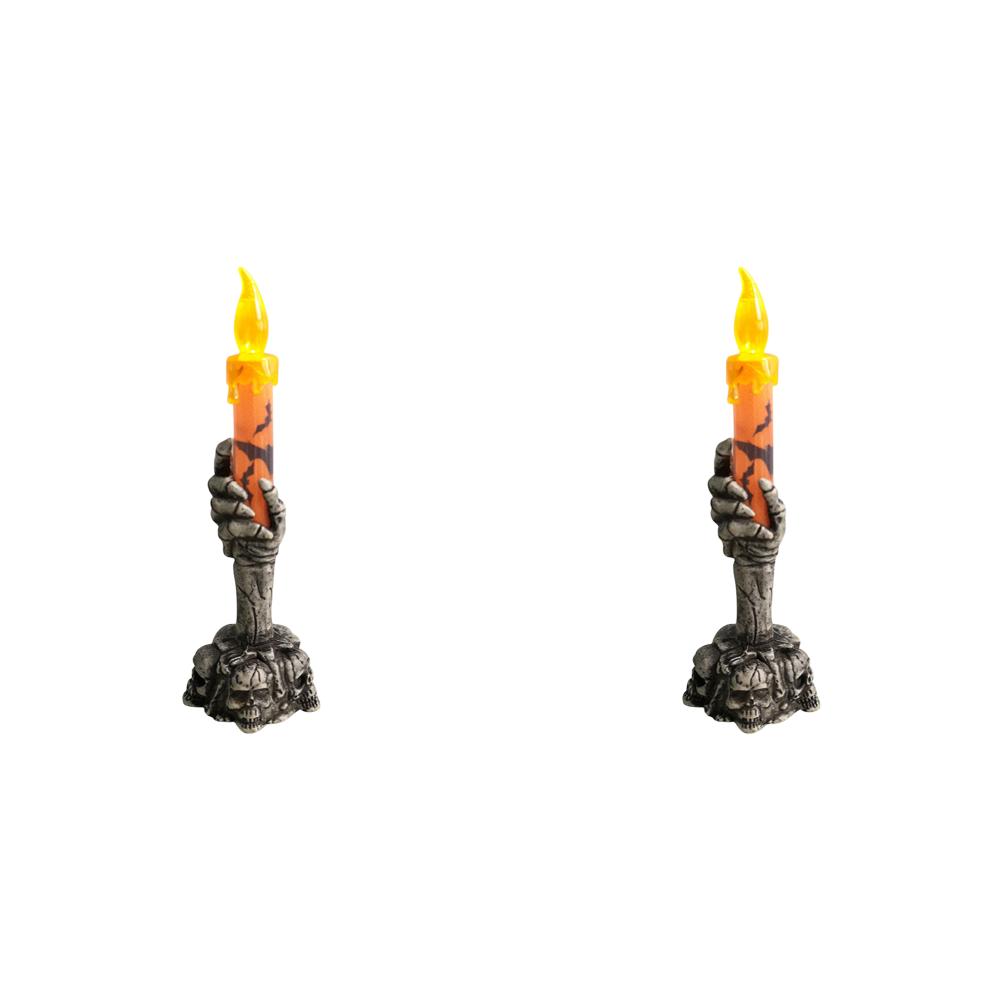 1-10PCS Halloween Skull Candle Holder LED Light Skeleton Ghost Hand Flameless Candle Light Party Bar Decoration Decorative