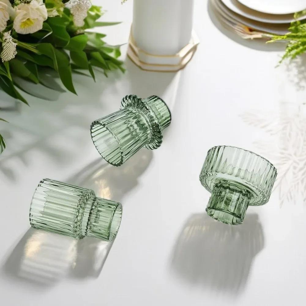 3 Pezzi Portacandele Votivo in Vetro Conico a Doppia Faccia Candeliere da Matrimonio Portacandele da Te per Festa del Tè Decorazione per Centrotavola