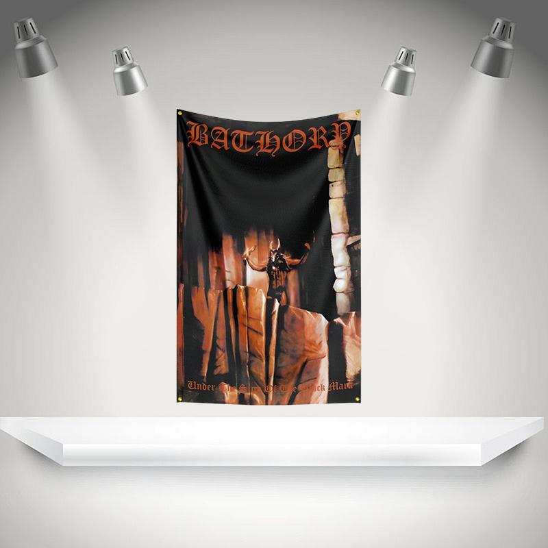 B-Bathorys Flag Rock Music Band Banner HD Printing Tapestry Exhibition, Music Band Fans, Garage Decor