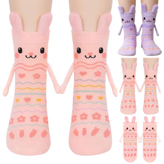 Húsvéti Nyuszi Zoknik Mágneses Kézzel Aranyos Nyuszik Kézenfogva Zokni Szórakoztató 3D