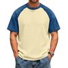Men's Casual Lightweight Waffle Knit Raglan Short Sleeve Crew Neck Shirt Loose Fit Big Size Top for Everyday Wear