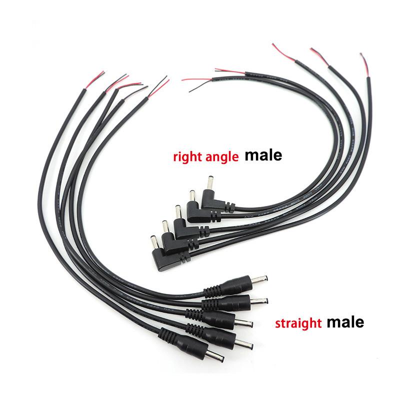 15pcs 0.3m MALE 3.5mm x 1.35mm RIGHT ANGLE STRAIGHT 26awg 90° DC Plug power supply connector cable Cord Tinned Ends DIY REPAIR