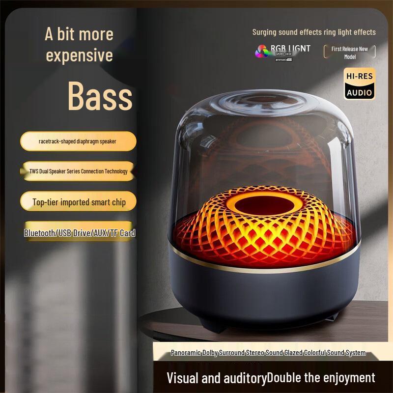 F7 Multi-Functional 5th Gen Bluetooth Speaker: Colorful Glaze, High-Quality Sound, Outdoor/Home Use, Desktop Subwoofer.