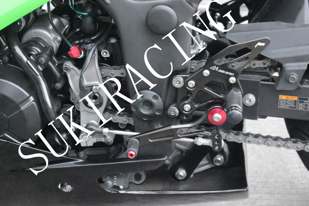 SUKIRACING Adjustable CNC Rearsets for NINJA250R EX250 EX250K EX250R 2008-2012 (Black)