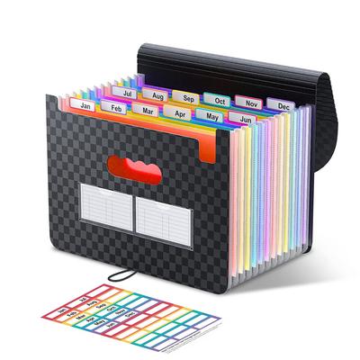 12 Pocket Expanding File Folder, Accordion Organizer with Colorful Tabs, Portable Letter/A4 Document Holder for Office Home