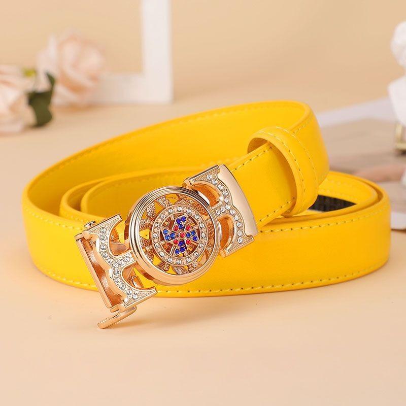 Fashion Stylish Womens Versatile Automatic Buckle Decorative Denim Belt For 2024