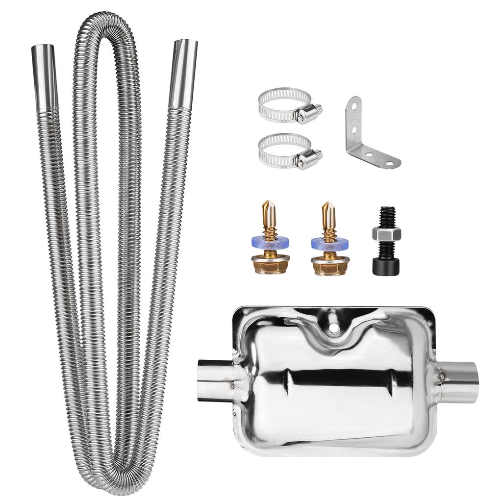 Stainless Steel Diesel Heater Exhaust Pipe With Silencer And 2 Hose Clips Air Diesel Parking Heater Car Heater Accessories