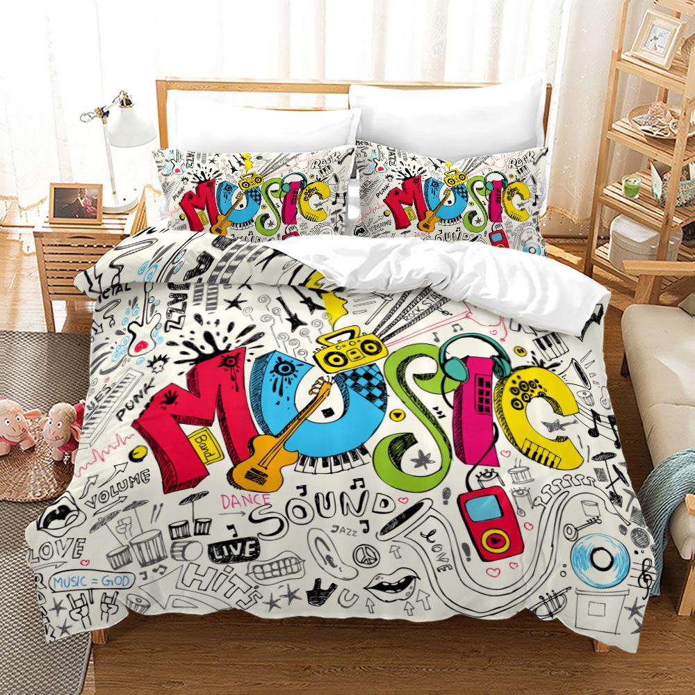 

Hip-hop Style Bedding Set Red Blue White Soft Comfortable Duvet Cover Set King Queen Twin Double Single Size Kids Adult Birthday EU Single 135x200cm