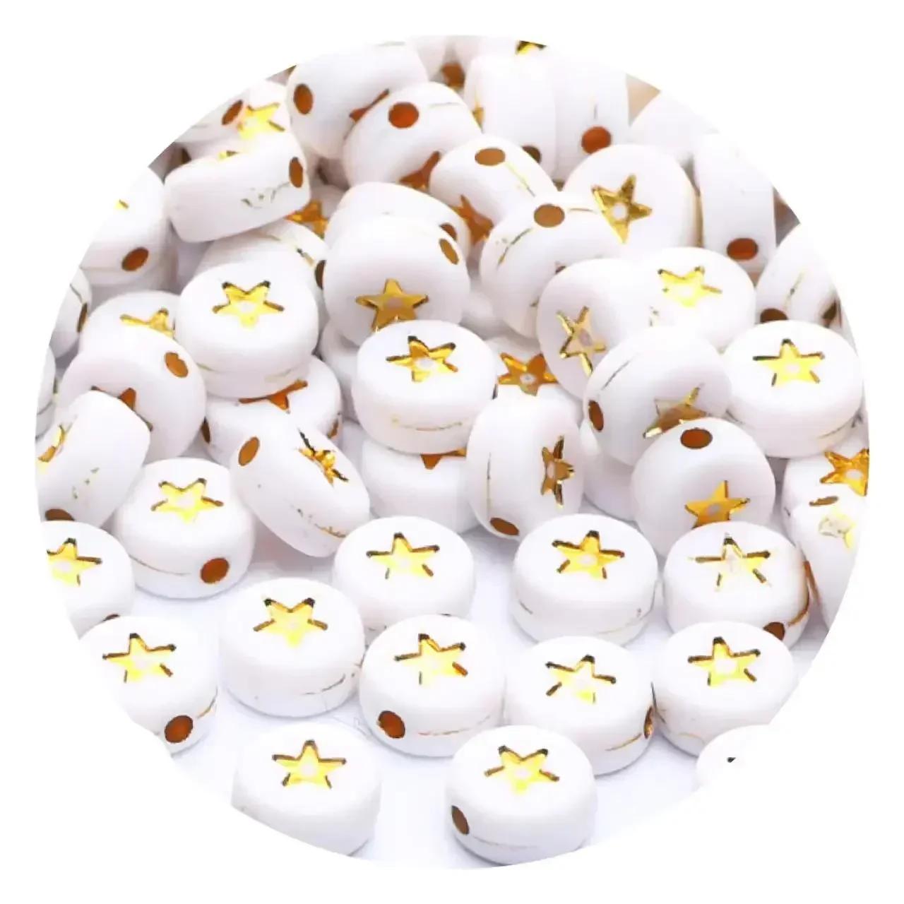 

100/200/300/500 шт. акриловые бусины-звездочки, плоские круглые разделительные бусины-звездочки для изготовления украшений своими руками, аксессуары для браслетов ручной работы 4x7 мм 100PCS