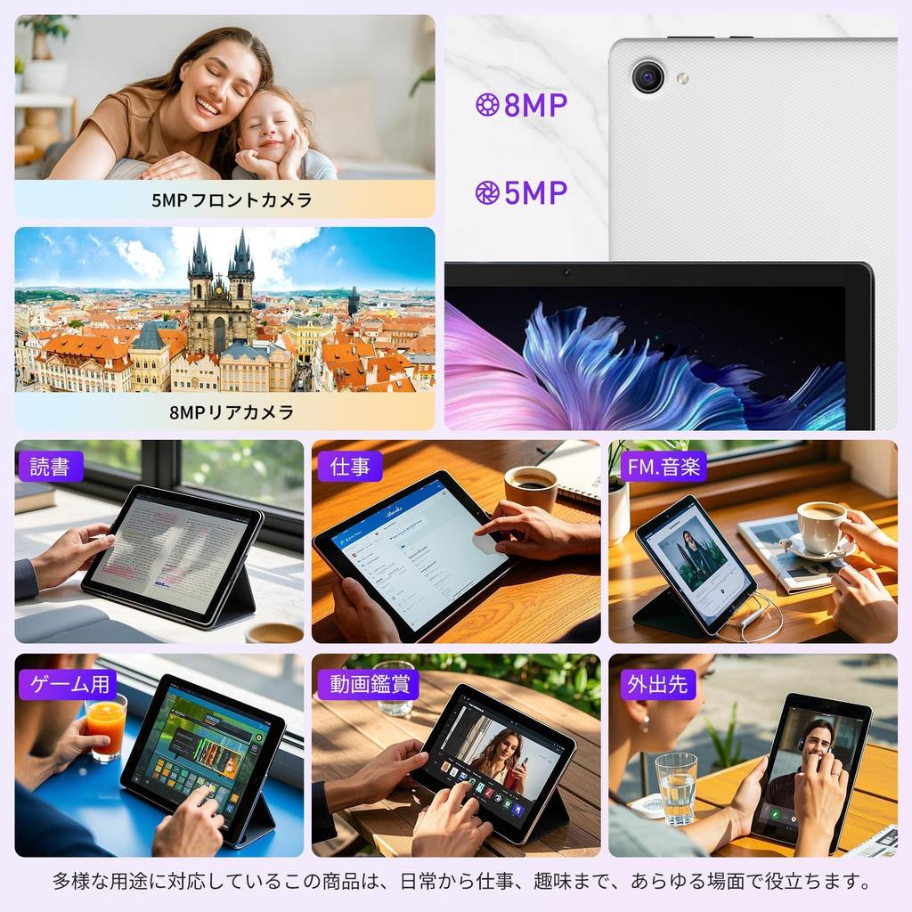 FUNSEDY Android 15 A523 Subțire și Ușoară Android GMS Widevine Incell IPS Bluetooth Față OTG Wireless Split Copil Alb Tabletă Wi-Fi de 10 inci,