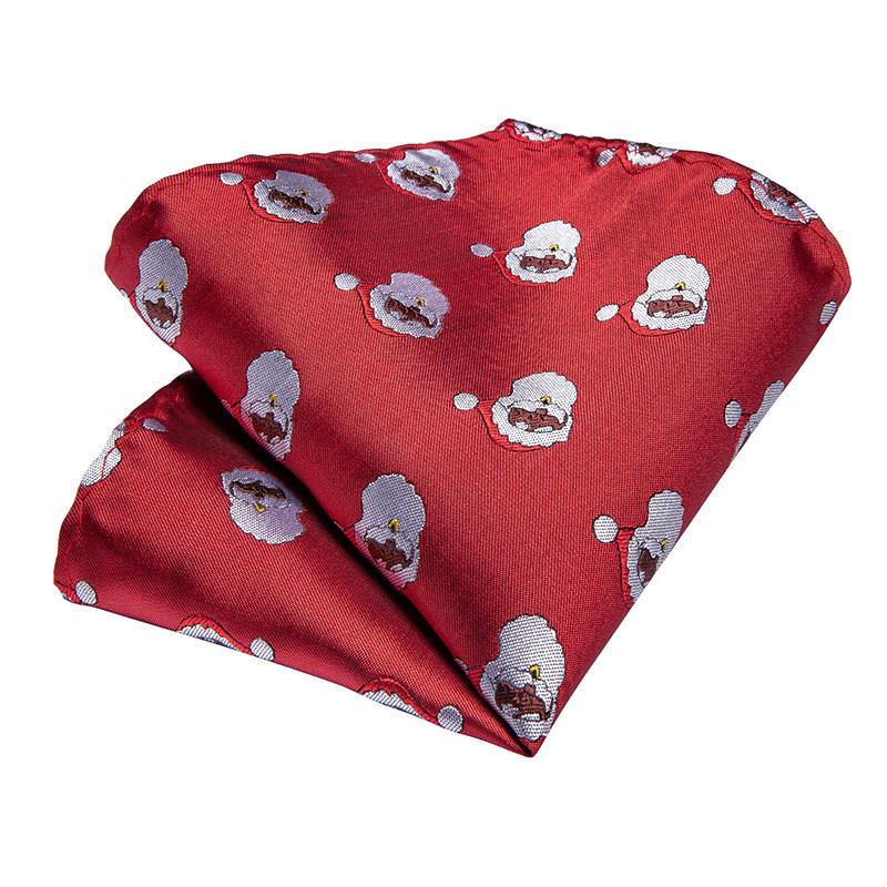 Červený pánský kapesník s hedvábnou kravatou Manžetové knoflíčky s modrým potiskem Christmas Tie Festival Gift Wedding Party