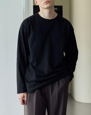 Meleugo Crew Neck Long Sleeve T-Shirt [Black]