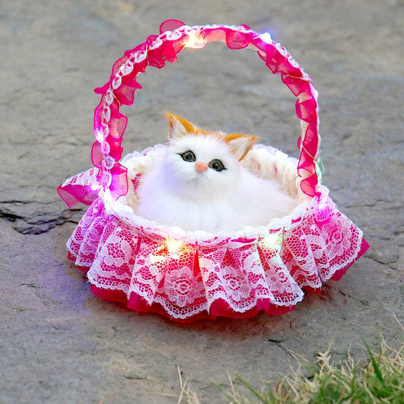 Children's Luminous Kitten Plush Doll Flower Basket - Perfect for Girl's Birthday or Christmas Gift