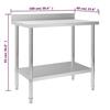 VidaXL Table de travail de cuisine avec dosseret 100x60x93 cm Inox 51189