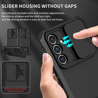 Für Samsung Galaxy A14 A34 A54 5G Hülle Armor Ständer Schiebe-Kameraschutz Hülle für Samsung A24 4G A25 A15 A04 A05 S Hülle