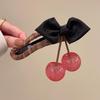 Large Size Cherry Bow Duckbill Hair Clip For Women Exquisite Hair Accessories  Temperament The Back Of The Head Hairpin