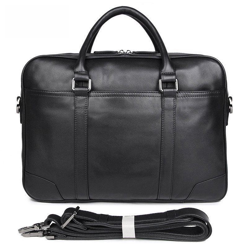 Jiameida Herren Schwarze Echte Leder Aktentasche - Koreanischer Stil Handtasche & Laptop Business Tasche