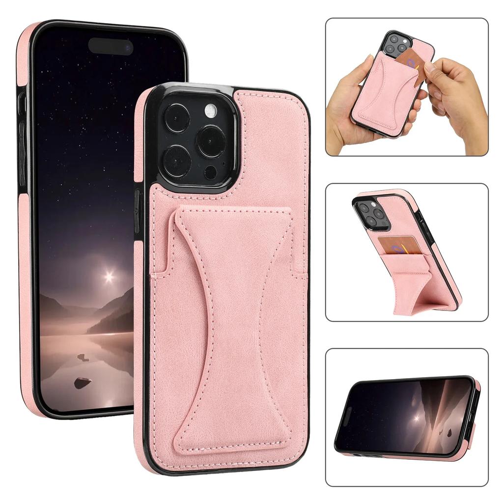 High Quality PU Leather Protective Credit Card Slots Foldable Kickstand Phone Case for iPhone 16 Pro Max 15 Plus 14 13 12 11