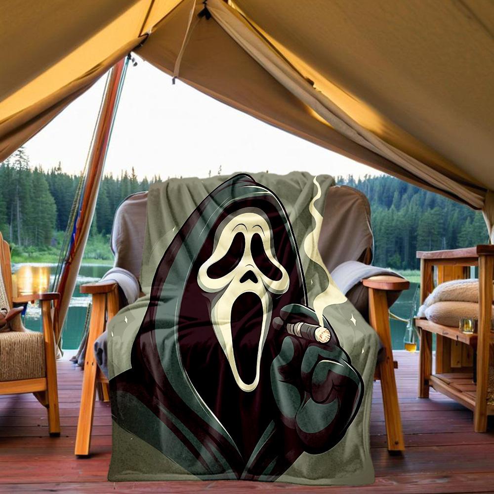 1pc Scream Outdoor Blanket Lightweight Flannel, Soft & Warm, All Season Use for Sofa, Outdoor, Camping, Living Room, Office, Chair