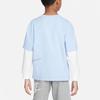 Nike Kids Logo Patchwork Fake Two-Piece Round Neck Long Sleeve T-Shirt Kids Tops Light-Blue FN9194-479