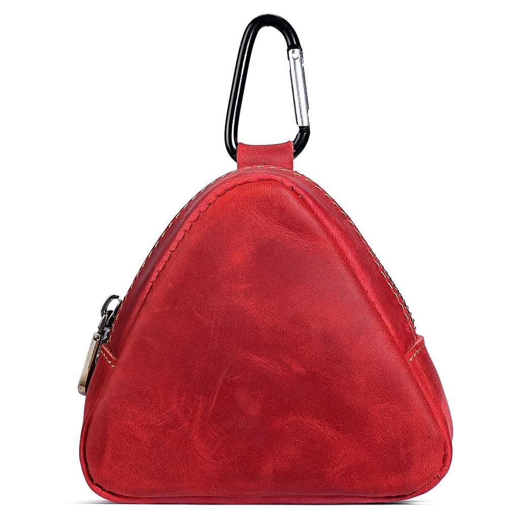 Münz- und Kopfhörertasche aus echtem Leder - Schlüsseletui im japanischen Stil mit Taillenaufhängung