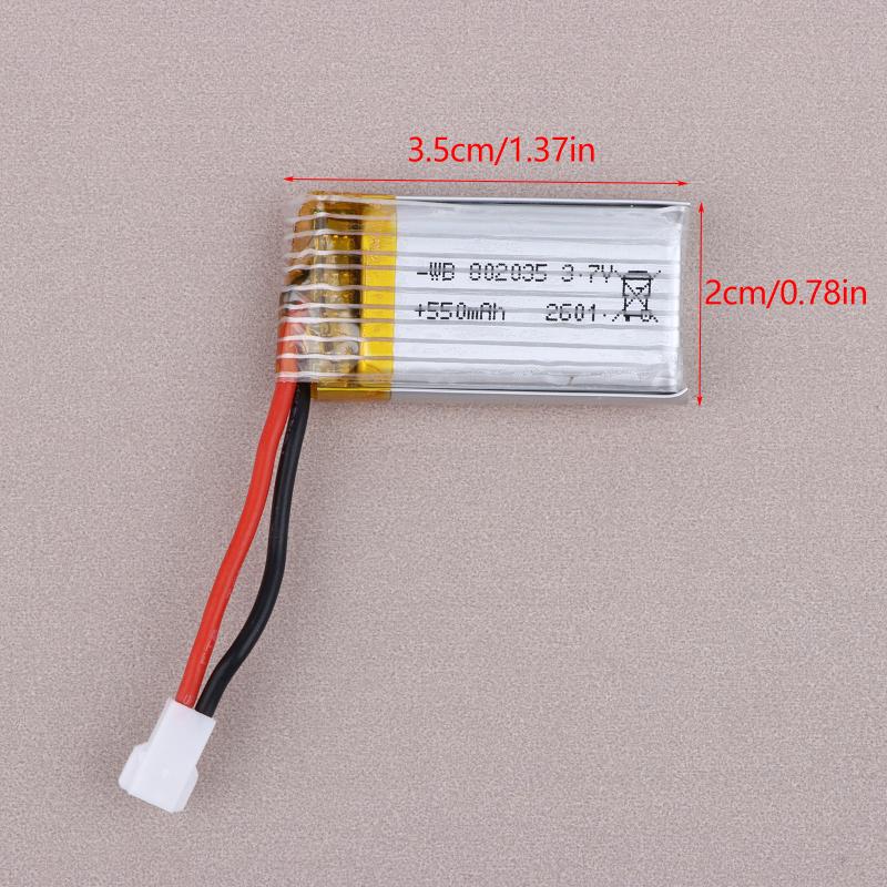 Rechargeable 3.7V Lipo Battery 550mAh 802035 High Performance for Quadcopter Drone RC Airplane