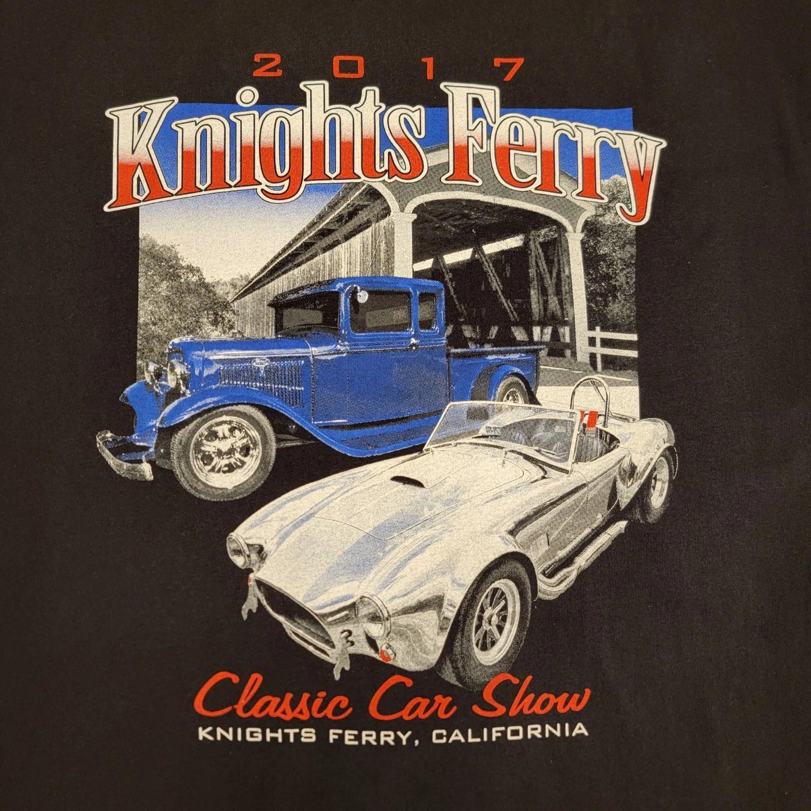 

Knights Ferry 2017 Classic Car Show T-Shirt Men s L Black Covered Bridge CA USA 4XL