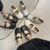 French flats silver single shoes women's summer 2025 new models with skirts light mouth Mary Jane shoes small leather shoes evening shoes
