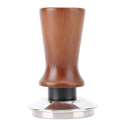 Spring Loaded Calibrated Coffee Tamper Wood Coffee Ground Tamper with Stainless Steel Base for Cafe