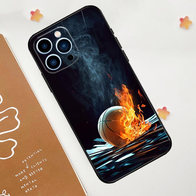 Basketball On Fire Phone Case For iPhone 17 Pro Max 14 13 12 11 15 16 Pro Max mini 16 Plus 16e 17 Air Funda