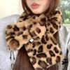 Winter Leopard Faux Rabbit Fur Scarf Women Girls Scarf Soft Plush Scarves Solid Color Neck Collar Warmer Stuff Christma Gift