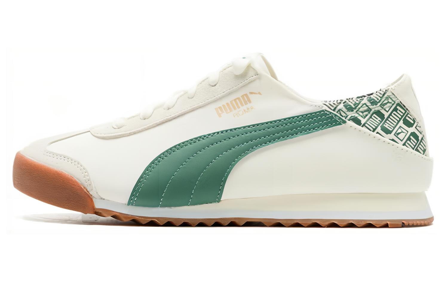 PUMA Roma Abrasion Resistant Breathable Moisture Wicking Low top Running Shoes Unisex White Green 398332-05 35.5