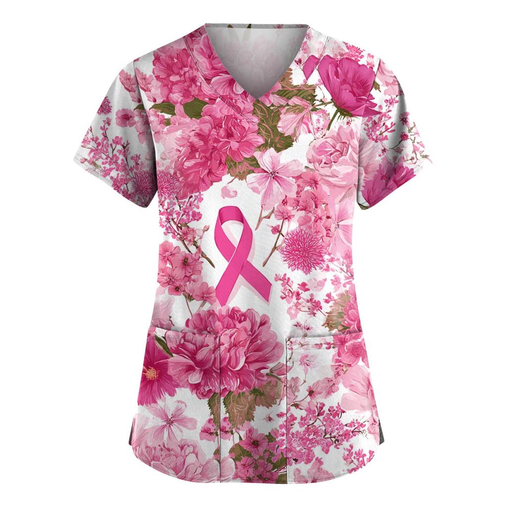 Dámská móda Overal s V výstřihem a krátkým rukávem s kapsami Potištěné topy Oblečení