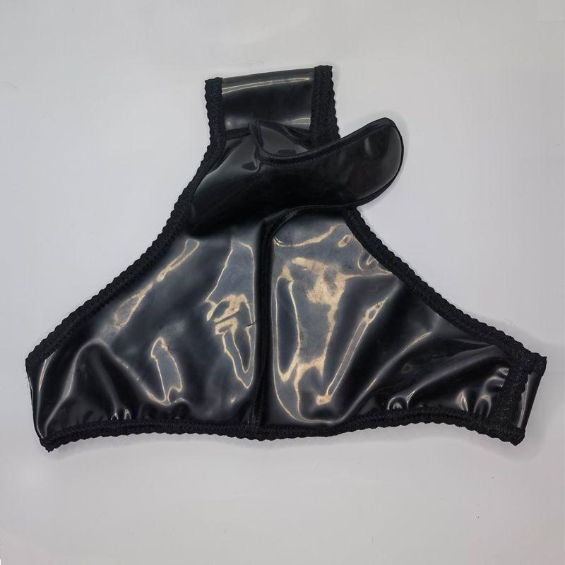 Sexy Men Latex Briefs Long Penis Sheath Fetish Lingerie Rubber Underwear Condom Gay Night Clubwear Roleplay Underpant
