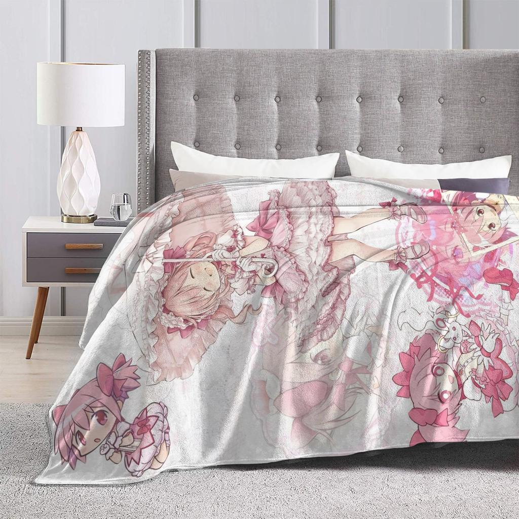 Puella Magi Madoka Magica Blankets Cute Girl Madoka Kaname Wool Novelty Warm Throw Blankets for Coverlet Winter