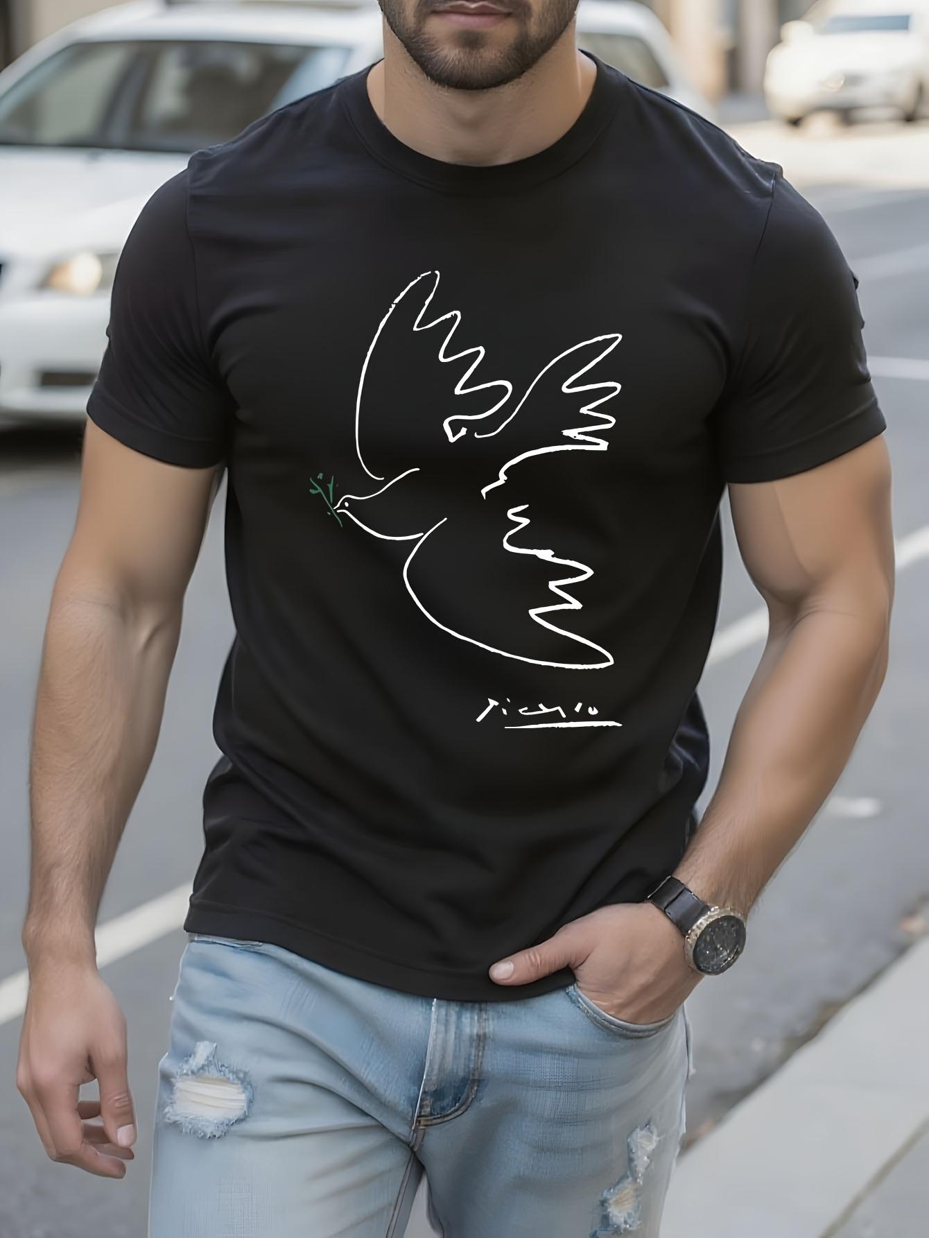 Picasso Dove of Peace Tshirt Black with White Minimalist ... XXXL