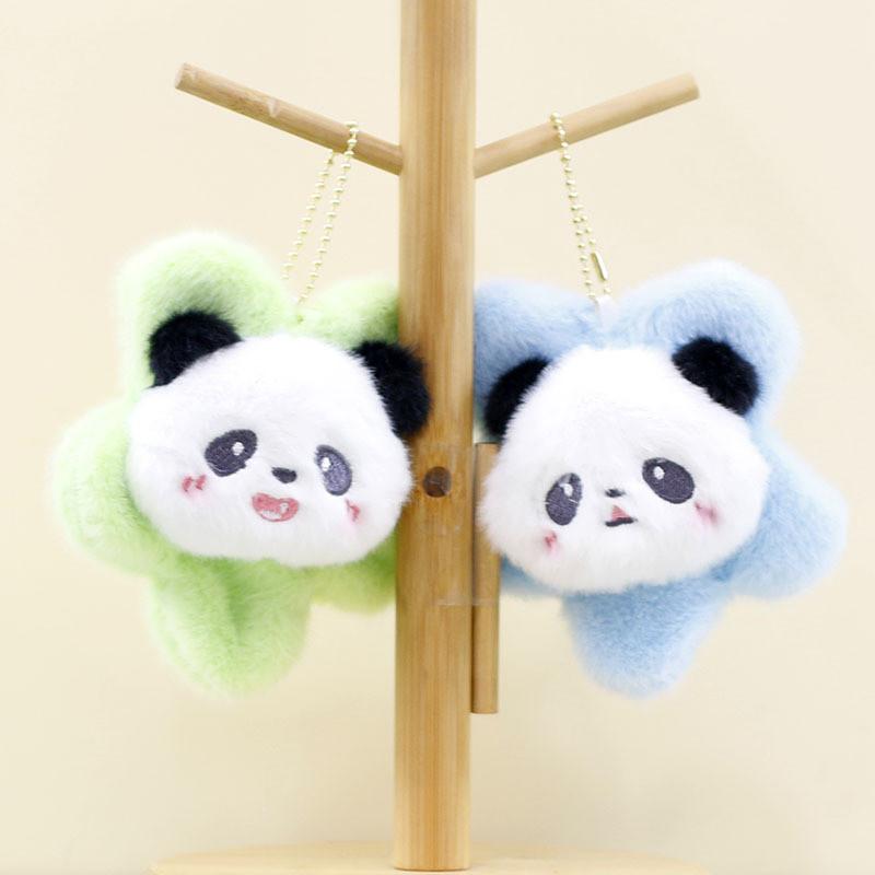 Cute 12cm Panda Stuffed Animal With Vibrant Flower Accent Perfect Key Accessory