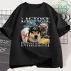 T-shirt Chat Drôle Intolérant au Lactose Unisexe Femme Mode Rétro Manches Courtes Coton Décontracté Confortable Oversize