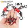 20pcs Fishing Tackle Connector 3 Way Barrel Swivels Snap Ring with Beads Fishing Line Connectors Triple Cross Line Swivels