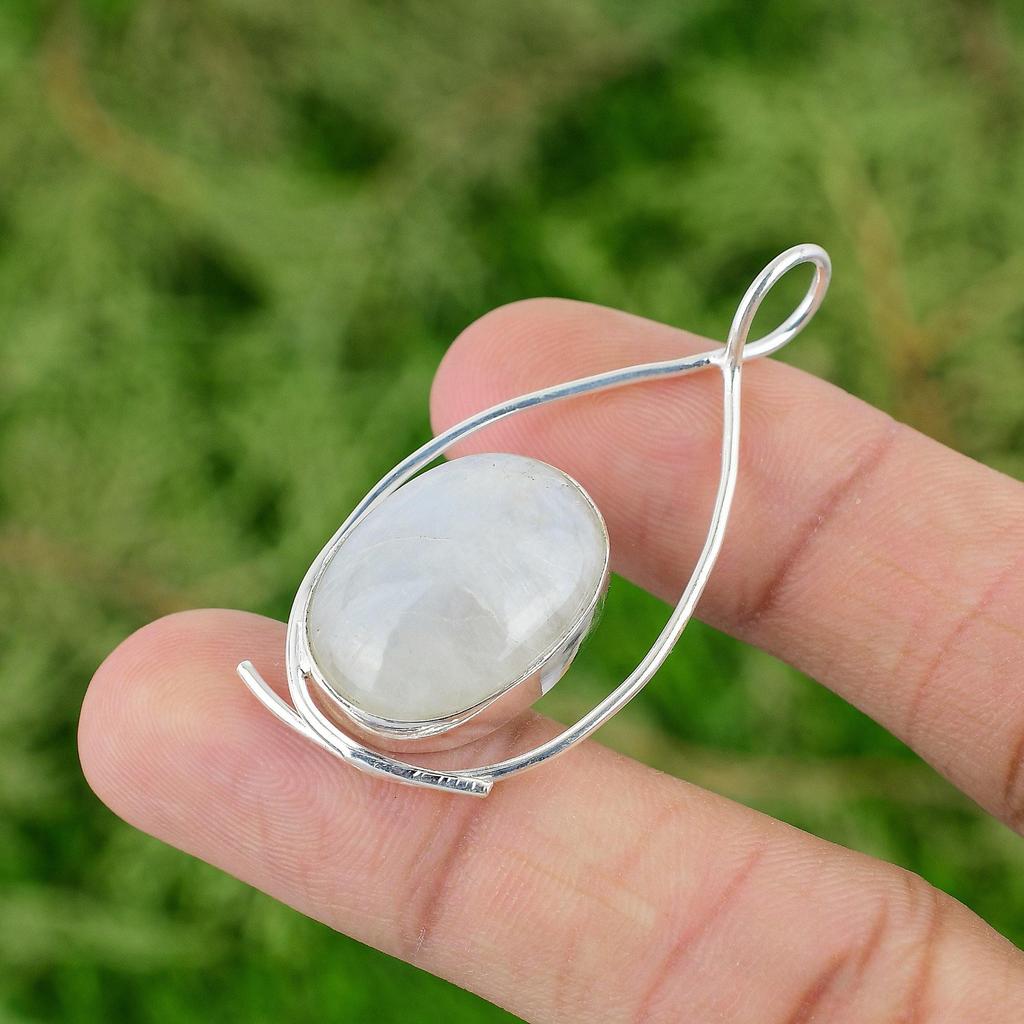 Daughters Day Sale Rainbow Moonstone Gemstone Pendant Jewelry Sterling Silver