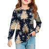 Christmas Day Girls' Long Sleeve Blouse - Round Neck Soft Waist Tunic