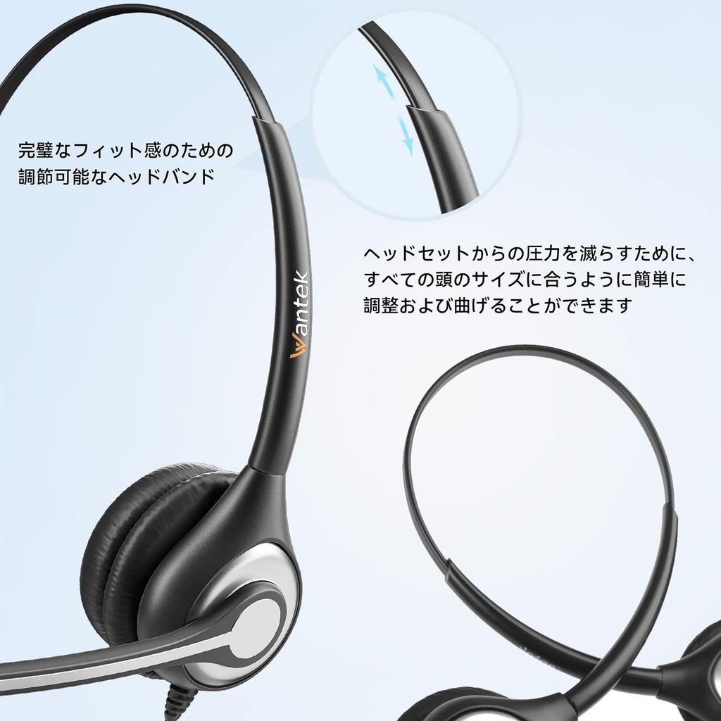 Wantek RJ9 Office Phone Headset with Dual Ear Headset for Landline Compatible with and for Clear Calls for Eligible Noise-Canceling Microphone,